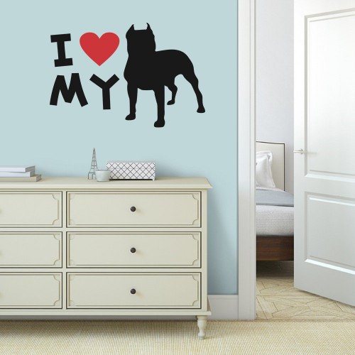 Adesivo de parede Adesivo de Parede I love my Pitbull