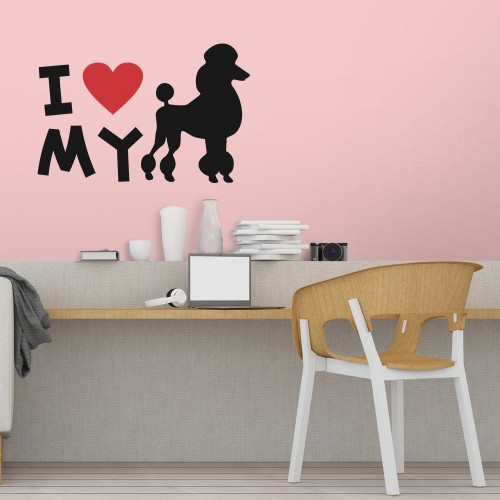 Adesivo de parede Adesivo de Parede I love my Poodle
