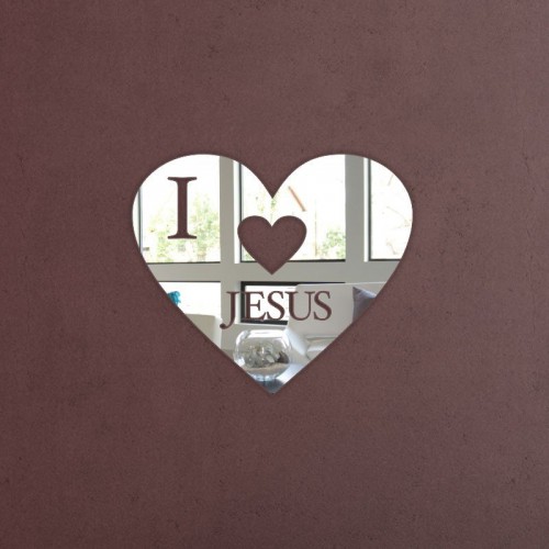 Adesivo de parede Espelho Decorativo Coração I Love Jesus