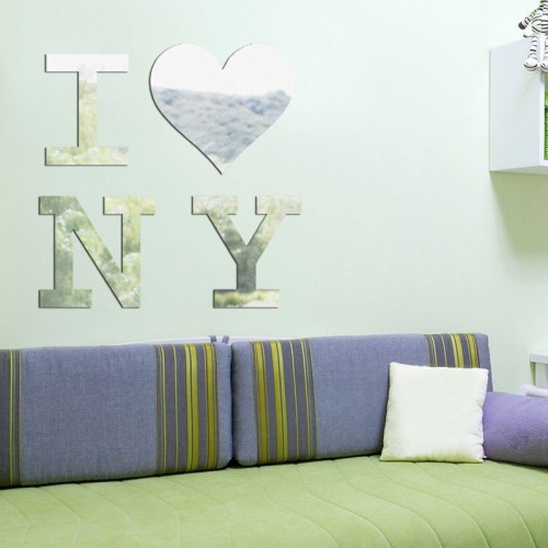 Adesivo de parede Espelho Decorativo I Love NY