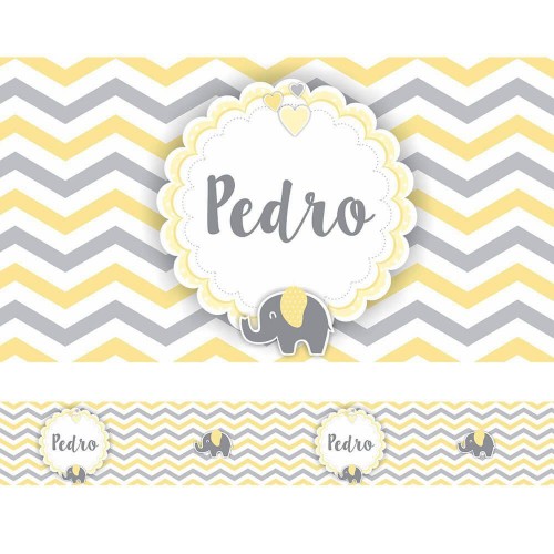 Adesivo de parede Faixa de Parede Chevron Elefante Clean