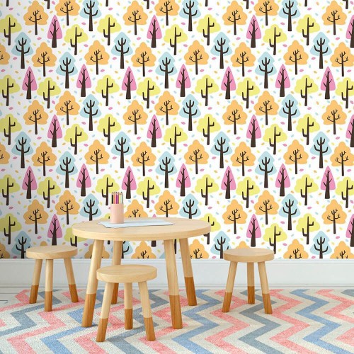 Adesivo de parede Papel de Parede Árvores Fofas