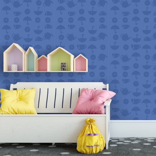 Adesivo de parede Papel de Parede Hora do Chá Blue