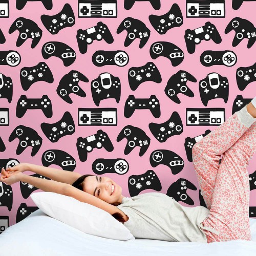 Adesivo de parede Papel de Parede Joystick Girl
