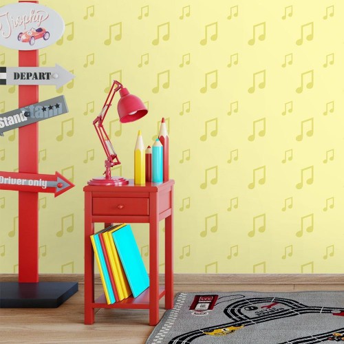 Adesivo de parede Papel de Parede Notas Musicais Amarelas