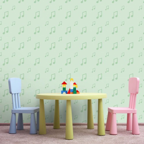 Adesivo de parede Papel de Parede Notas Musicais Verdes