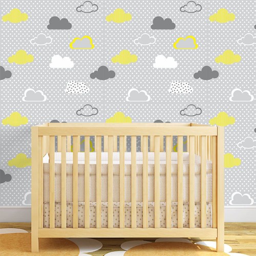 Adesivo de parede Papel de Parede Nuvens Yellow