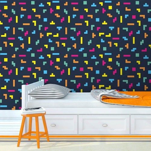 Adesivo de parede Papel de Parede Tetris Navy