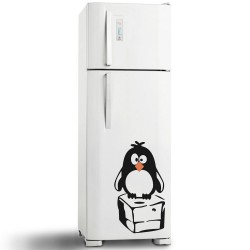Adesivo de Geladeira Pinguim no Gelo
