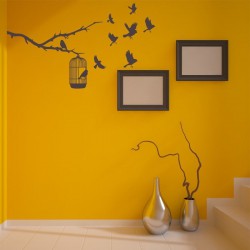 Adesivo de Parede Silhueta pássaros voando
