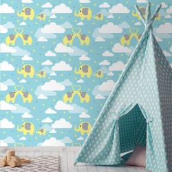 Papel de Parede Elefantes nas Nuvens Soft